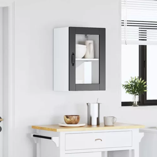  konyhai fali szekrény üvegajtóval Porto" Fekete színű"