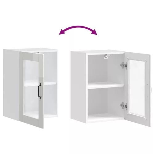  Konyhai fali szekrény üvegajtóval Porto" Magas fényű fehér"