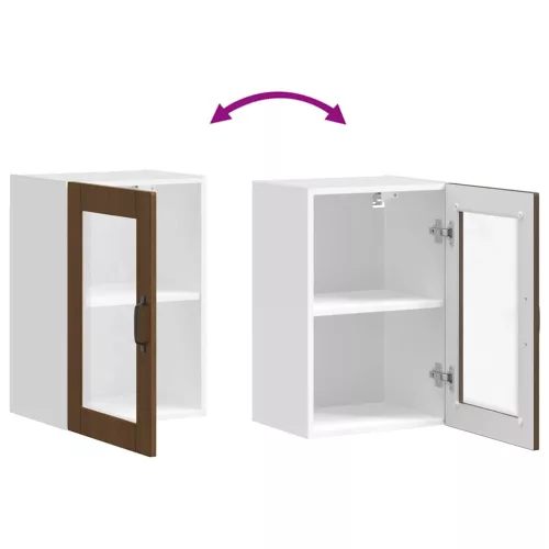  Konyhai fali szekrény üvegajtóval Porto" Barna tölgyfa"