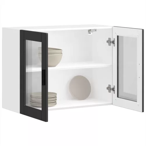  konyhai fali szekrény üvegajtóval Porto" Fekete színű"