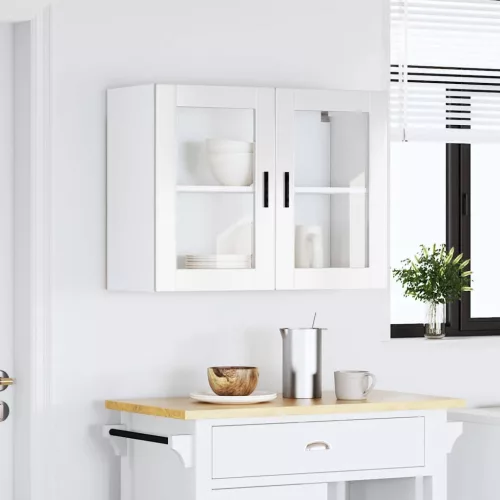  Konyhai fali szekrény üvegajtóval Porto" Magas fényű fehér"