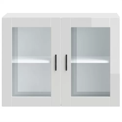  Konyhai fali szekrény üvegajtóval Porto" Magas fényű fehér"