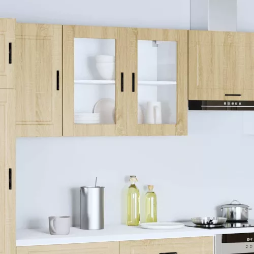  konyhai fali szekrény üvegajtóval Porto" Sonoma Oak"