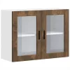  Konyhai fali szekrény üvegajtóval Porto" Füstölt tölgyfa"