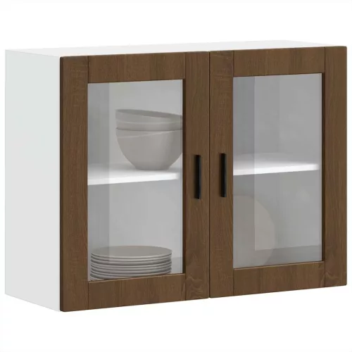  Konyhai fali szekrény üvegajtóval Porto" Barna tölgyfa"