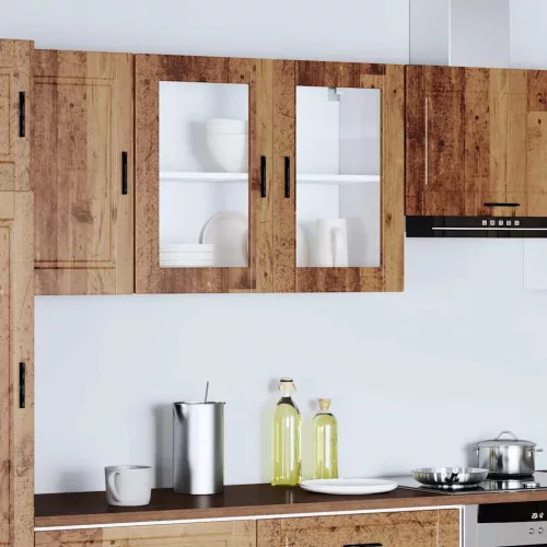  Konyhai fali szekrény üvegajtóval Porto" Régi fa"