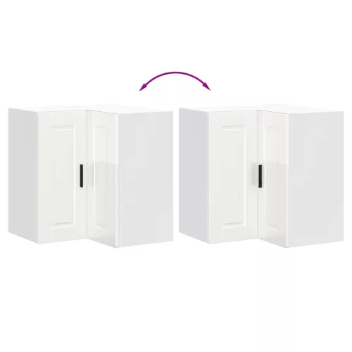  Konyhai fali sarokszekrény Porto magasfényű fehér színű műfa