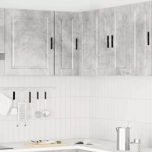  Porto betonszürke szerelt fa konyhai fali sarokszekrény