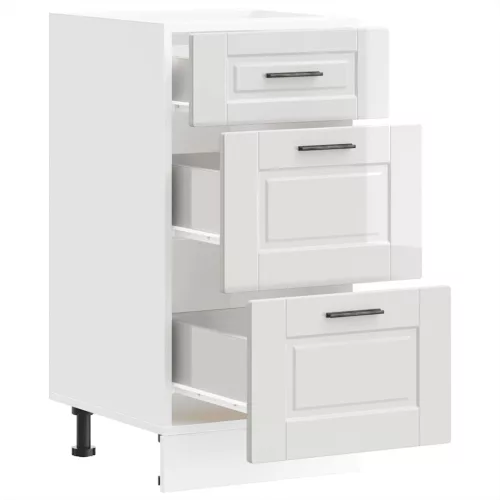  Porto magasfényű fehér szerelt fa konyhai alapszekrény