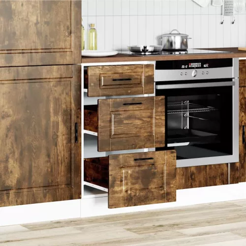  Porto füstös tölgy színű szerelt fa konyhai alapszekrény