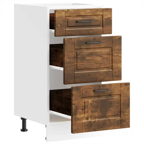  Porto füstös tölgy színű szerelt fa konyhai alapszekrény