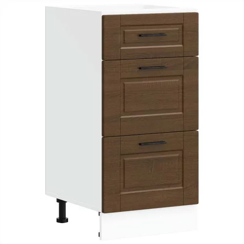  Porto barna tölgy színű szerelt fa konyhai alapszekrény