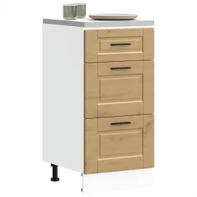    Porto kézműves tölgy színű szerelt fa konyhai alapszekrény