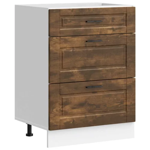  Porto füstös tölgy színű szerelt fa konyhai alapszekrény