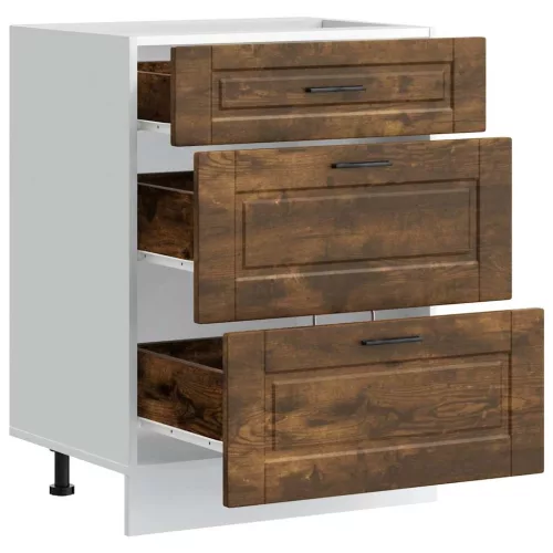  Porto füstös tölgy színű szerelt fa konyhai alapszekrény