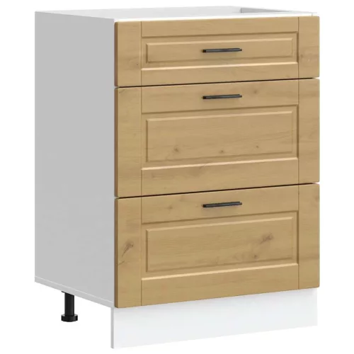  Porto kézműves tölgy színű szerelt fa konyhai alapszekrény