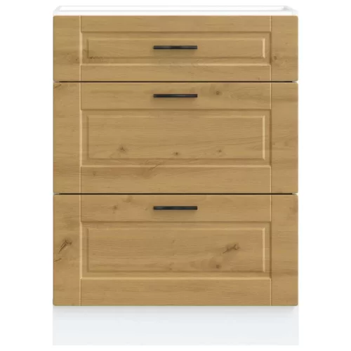  Porto kézműves tölgy színű szerelt fa konyhai alapszekrény