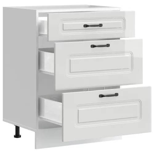  Konyhai alapszekrény Kalmar magasfényű fehér színű műfa