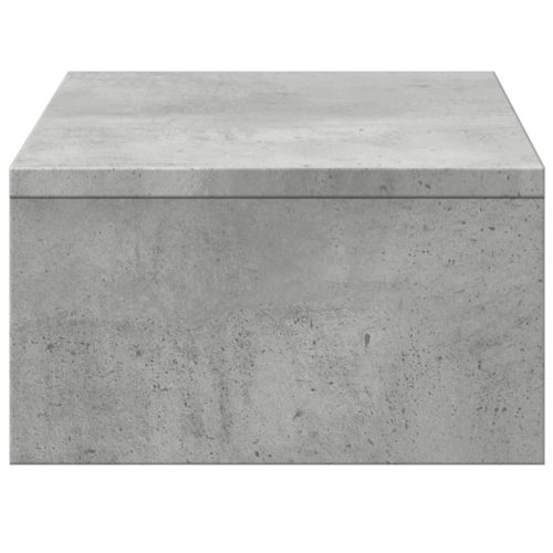  betonszürke szerelt fa monitorállvány fiókokkal 50 x 27 x 15 cm
