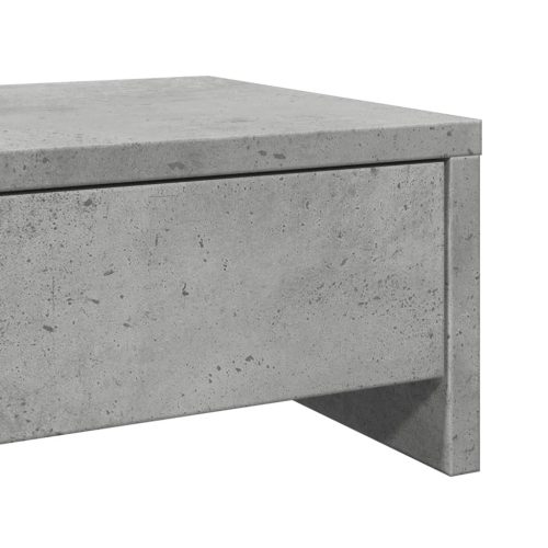  betonszürke szerelt fa monitorállvány fiókokkal 50 x 27 x 15 cm
