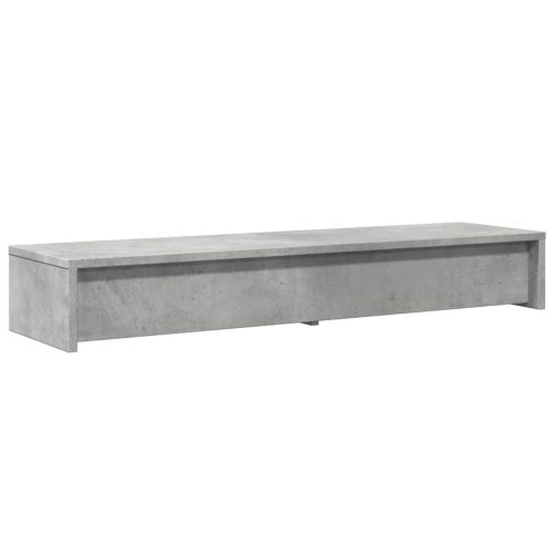 betonszürke szerelt fa monitorállvány fiókokkal 100x27x15 cm