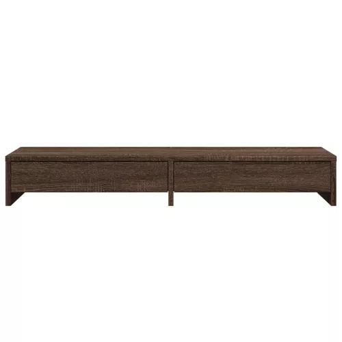  barna tölgy szerelt fa monitorállvány fiókokkal 100x27x15 cm