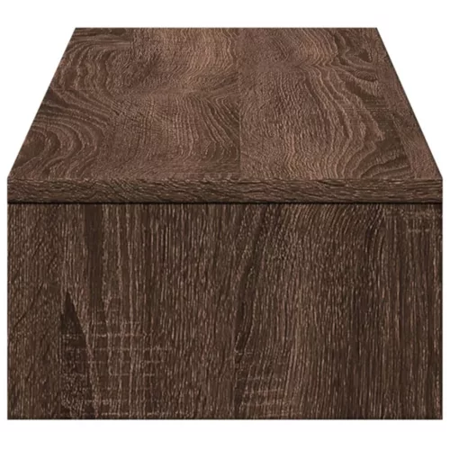  barna tölgy szerelt fa monitorállvány fiókokkal 100x27x15 cm