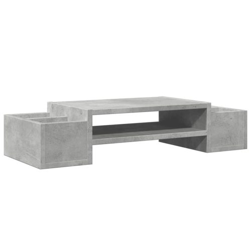  betonszürke szerelt fa monitorállvány tárolóval 70 x 27 x 15 cm