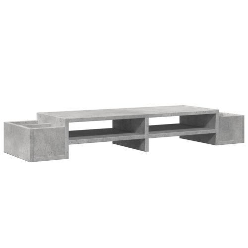  betonszürke szerelt fa monitorállvány tárolóval 100x27x15 cm