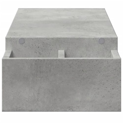  betonszürke szerelt fa monitorállvány tárolóval 100x27x15 cm