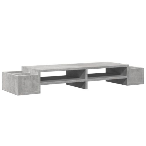  betonszürke szerelt fa monitorállvány tárolóval 100x27x15 cm