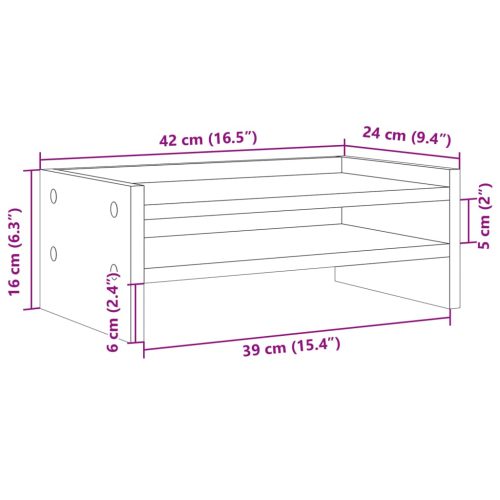  betonszürke szerelt fa monitorállvány 42 x 24 x 16 cm