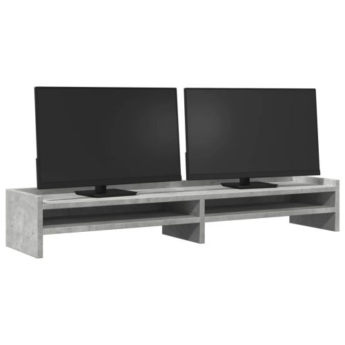  betonszürke szerelt fa monitorállvány 100 x 24 x 16 cm