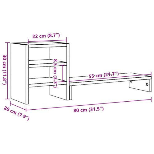  fehér szerelt fa monitorállvány asztali rendszerezővel