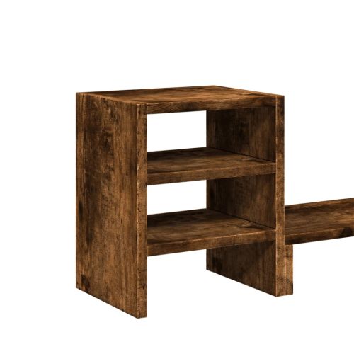  füstös tölgy szerelt fa monitorállvány asztali rendszerezővel