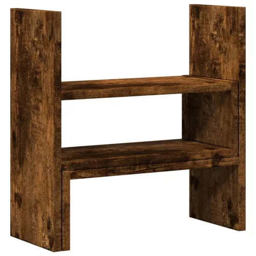  füstös tölgy szerelt fa állítható asztali szervező 40x17x41 cm