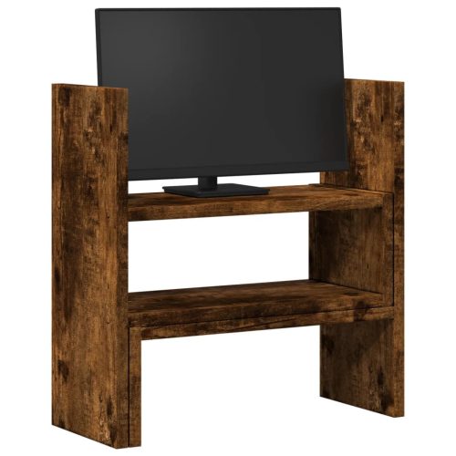  füstös tölgy szerelt fa állítható asztali szervező 40x17x41 cm