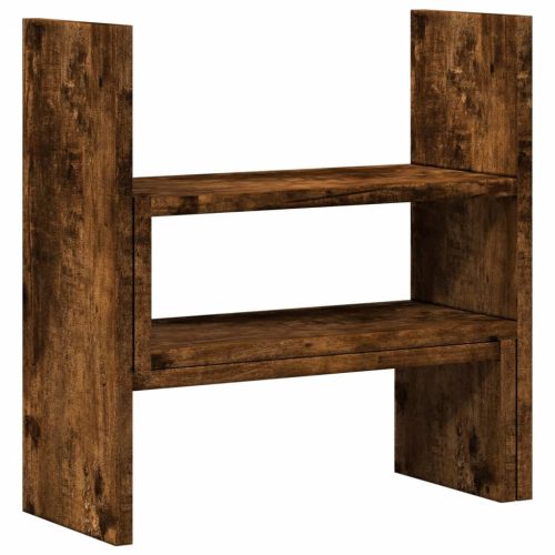  füstös tölgy szerelt fa állítható asztali szervező 40x17x41 cm