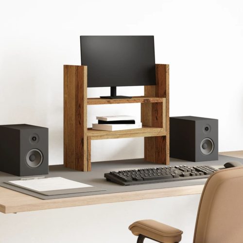  antik fa színű szerelt fa állítható asztali szervező 40x17x41cm