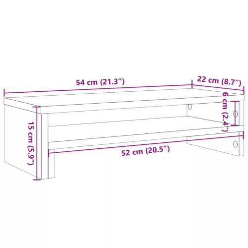  betonszürke szerelt fa monitorállvány 54 x 22 x 15 cm