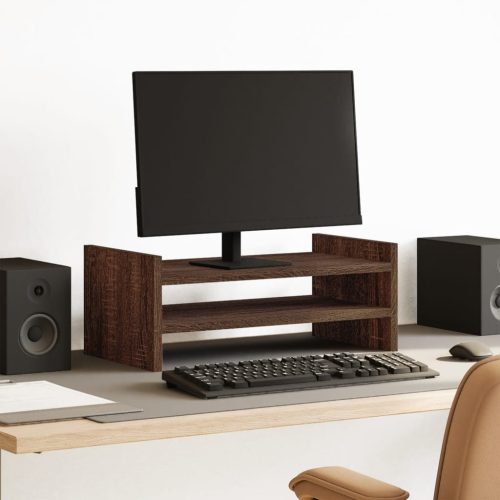  barna tölgy színű szerelt fa monitorállvány 50 x 27 x 20 cm