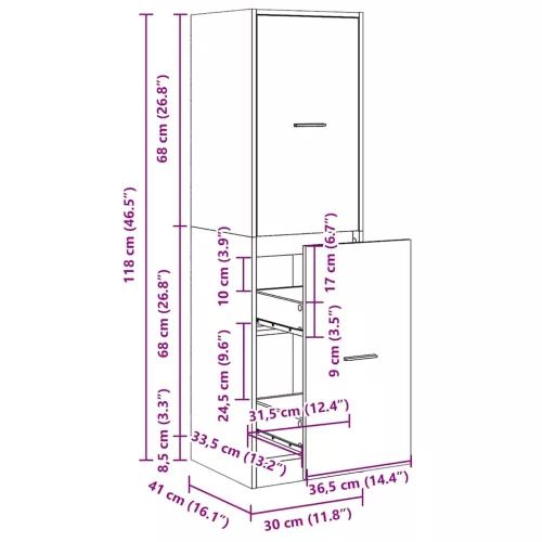  antik fa színű szerelt fa patikaszekrény 30 x 41 x 118 cm