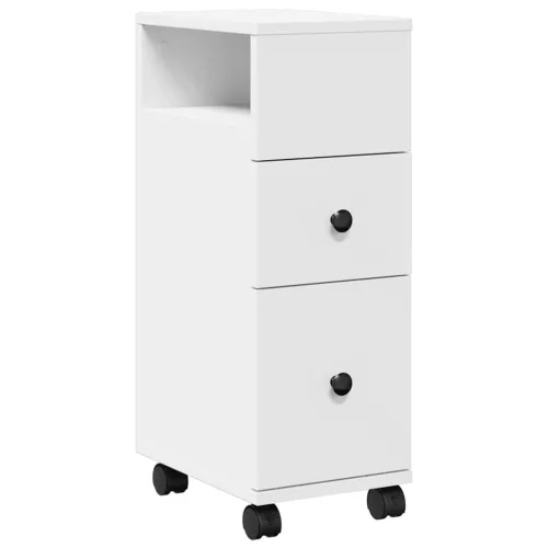  fehér szerelt fa keskeny fürdőszobaszekrény kerekekkel