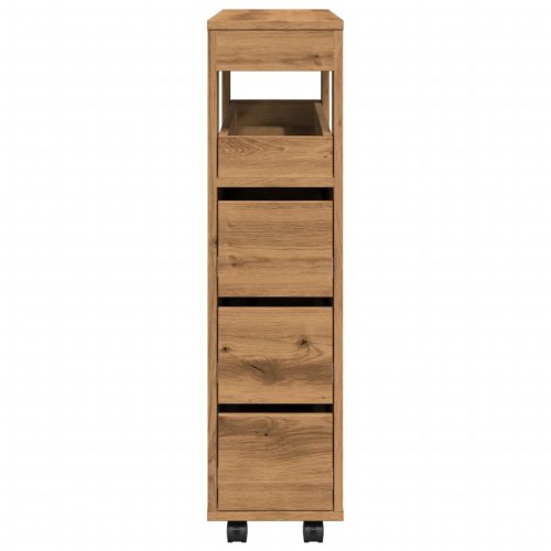  kézműves tölgy szerelt fa keskeny fürdőszobaszekrény kerekekkel