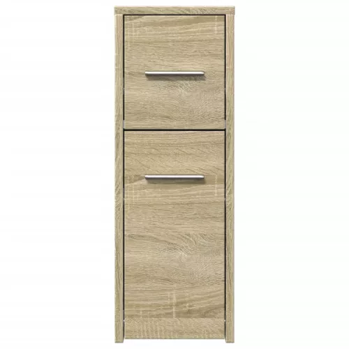  sonoma tölgy színű szerelt fa görgős keskeny fürdőszobaszekrény