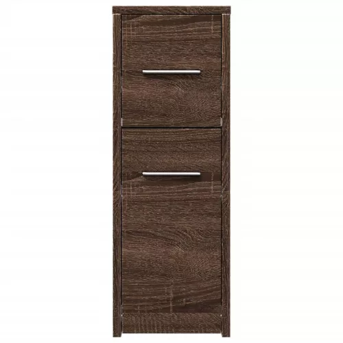  barna tölgy színű szerelt fa görgős keskeny fürdőszobaszekrény