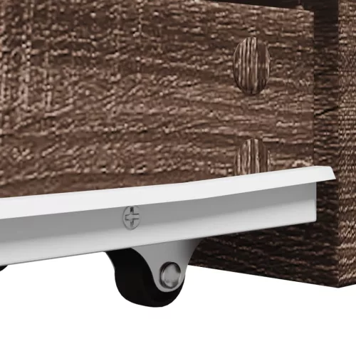  barna tölgy színű szerelt fa görgős keskeny fürdőszobaszekrény