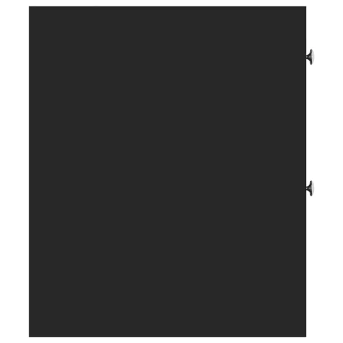  fekete szerelt fa keskeny fürdőszobaszekrény kerekekkel