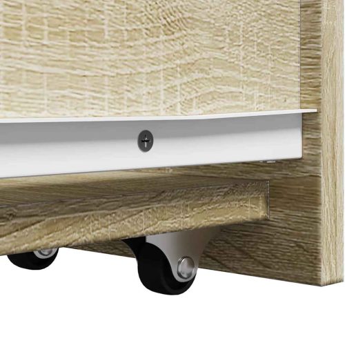  sonoma tölgy színű szerelt fa görgős keskeny fürdőszobaszekrény