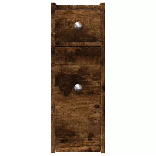  füstös tölgy színű szerelt fa görgős keskeny fürdőszobaszekrény